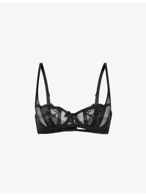 Rozlyn balconette mesh and lace underwired bra