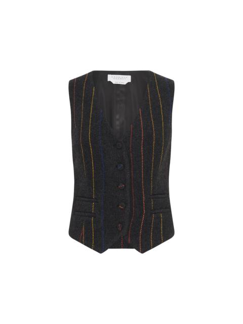 Coleridge Vest in Charcoal Multi Pinstripe Wool Cashmere