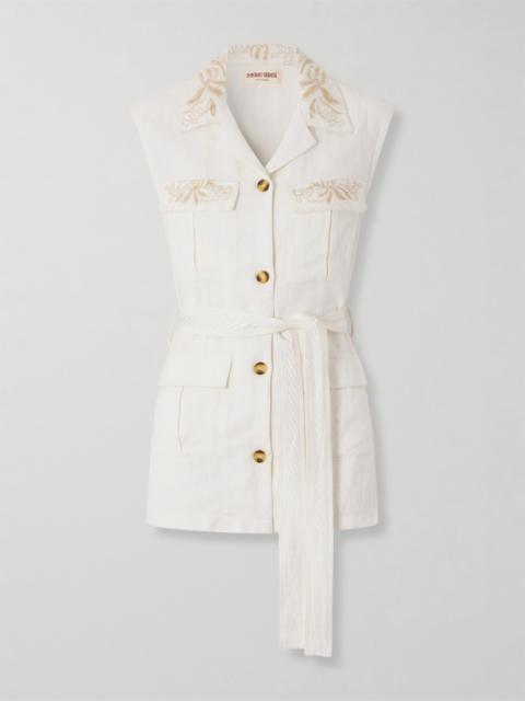 Daria Embroidered Linen-blend Vest