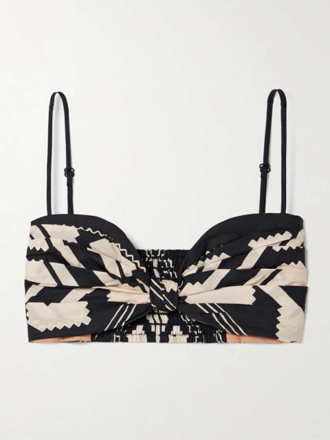 Nudos Del Mar cropped printed cotton-poplin top Black