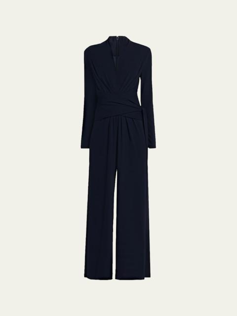 Wrap Jersey Wide-Leg Jumpsuit