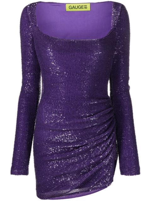 sequin-embellished long-sleeve minidress