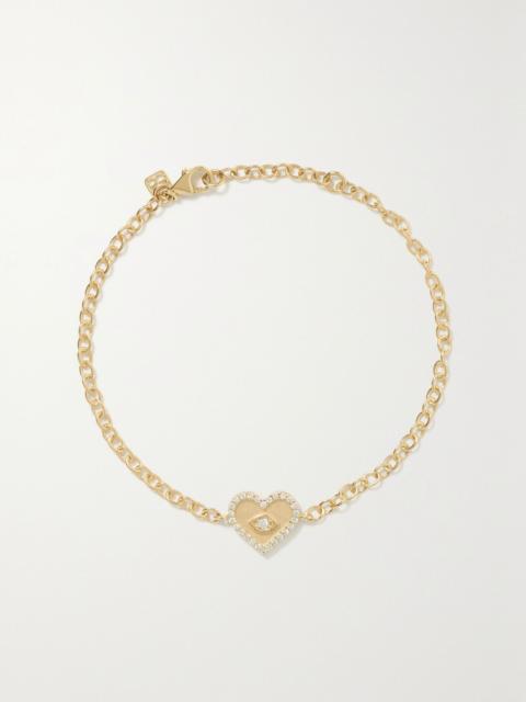 Small Evil Eye 14-karat gold diamond bracelet Gold