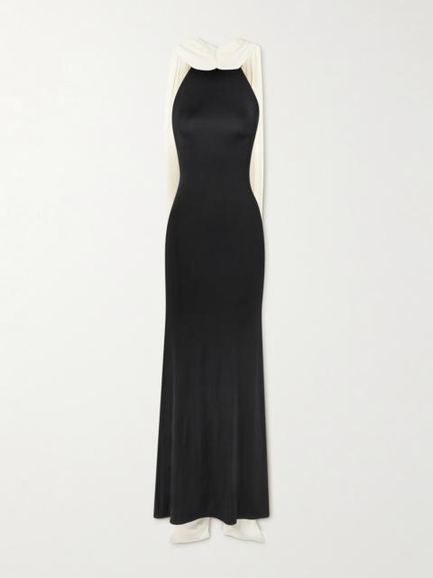 Leia Draped Two-tone Jersey Gown