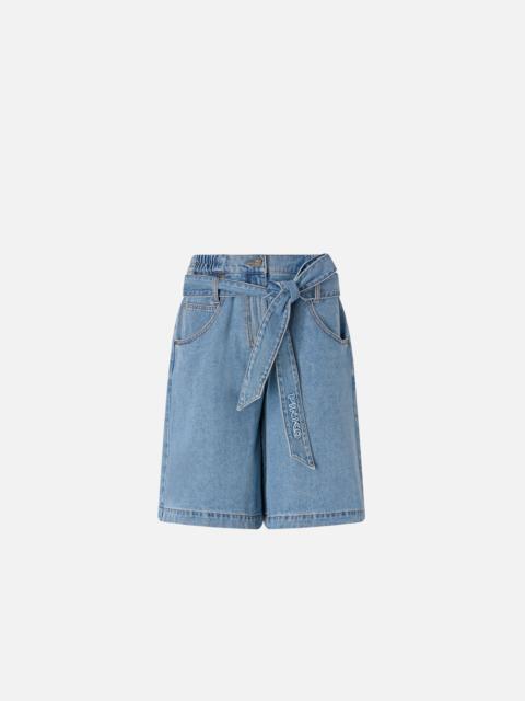 WIDE-LEG DENIM BERMUDA SHORTS WITH BELT