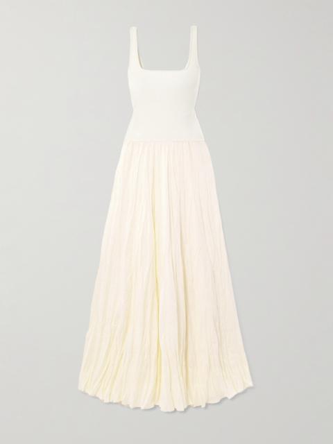 Mariner Ribbed Knit-trimmed Organic Linen-blend Poplin Maxi Dress