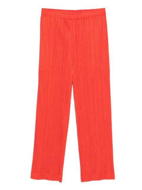 pleated straight trousers