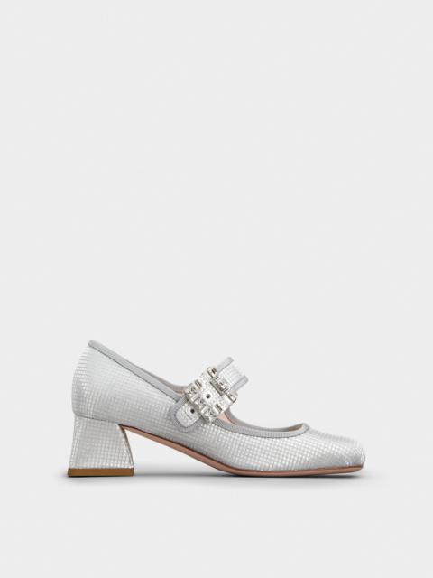 Trés Vivier Strass Buckle Babies Pumps in Fabric