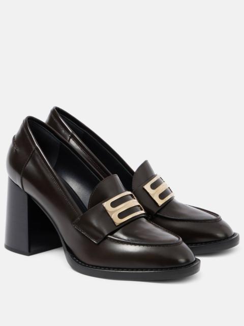 B Buckle leather loafer pumps