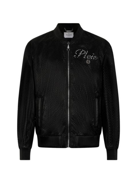 perforated leather bomber
