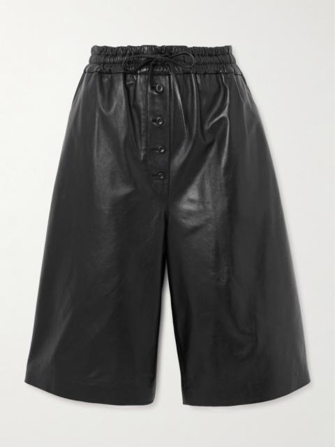 Leather Wide-leg Shorts