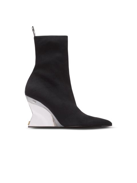 Wedge knit ankle boots