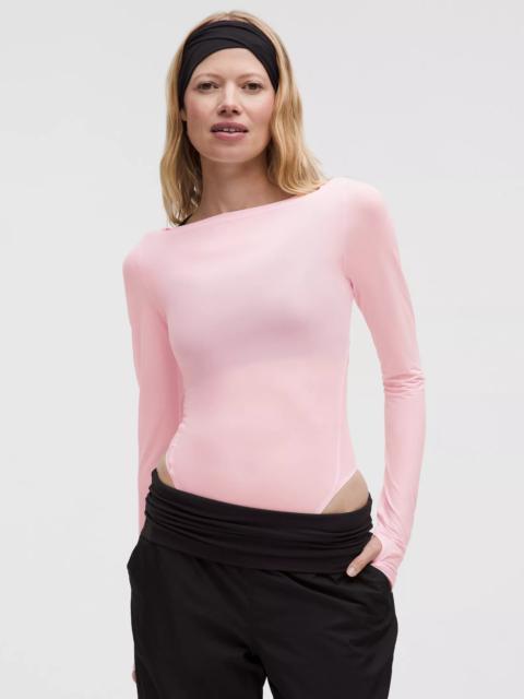 Wundermost Ultra-Soft Nulu Mesh Boatneck Long-Sleeve Bodysuit
