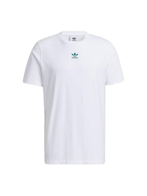 adidas originals Ts Ss Tee Logo Printing Sports Round Neck Short Sleeve White H46694