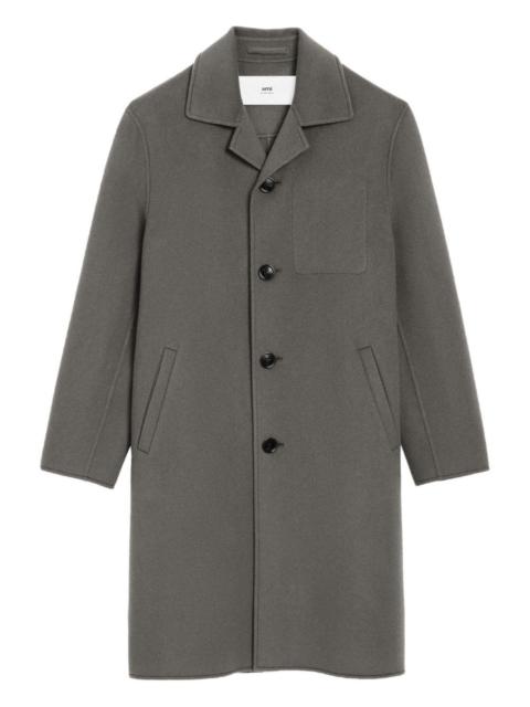 heart-embroidered wool coat