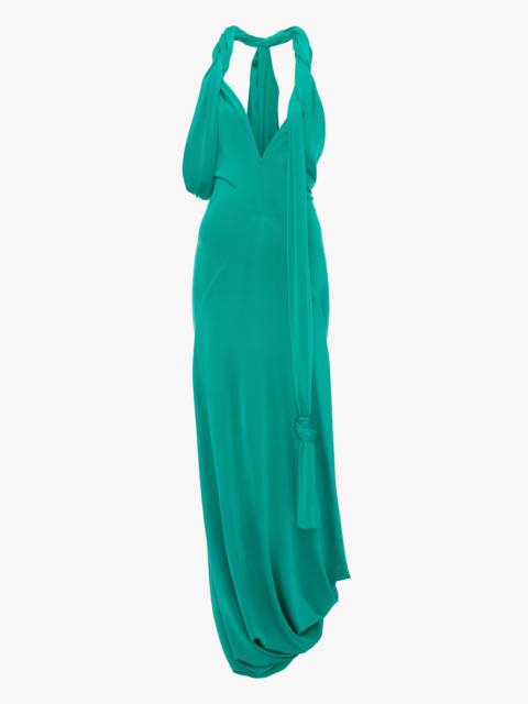Twisted Halter Strap Jersey Dress In Peacock