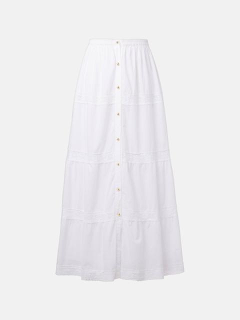 Cate lace-trimmed cotton maxi skirt