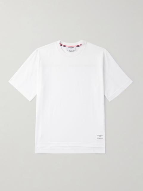 Logo-Appliquéd Striped Cotton-Jersey T-Shirt White