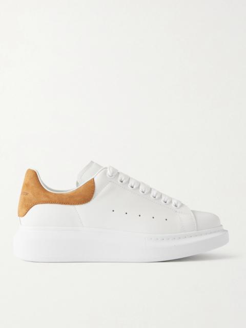 Suede-trimmed Leather Exaggerated-sole Sneakers
