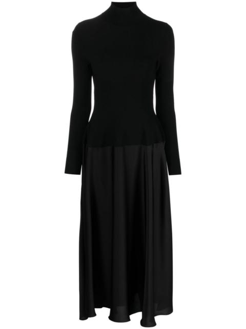 pleat-detailing high-neck dress