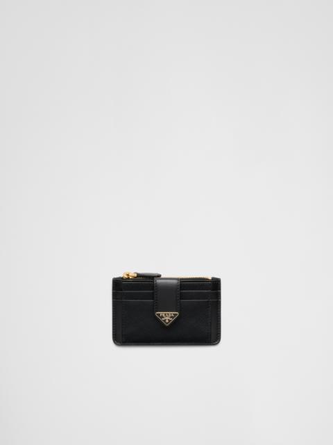 Saffiano and smooth leather card holder