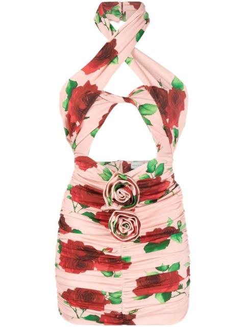 floral-print cut-out minidress