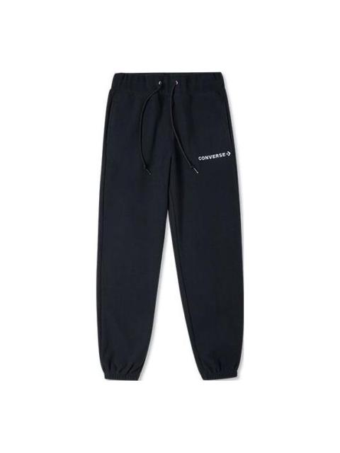 (WMNS) Converse Chevron Logo Drawstring Fleece Sweatpants 'Black' 10024285-A03