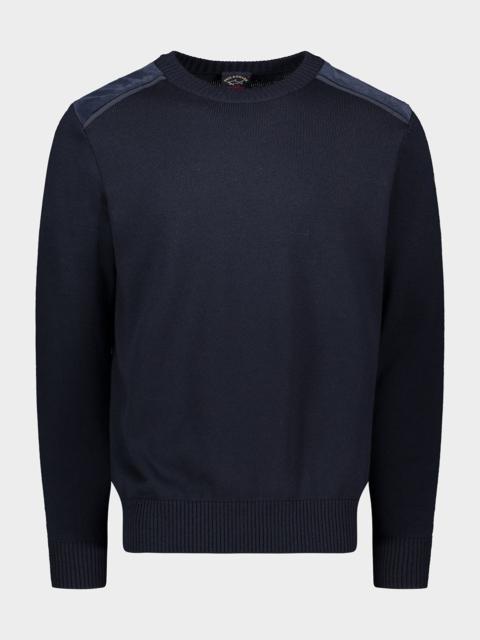 Wool crewneck Jumper with corduroy details