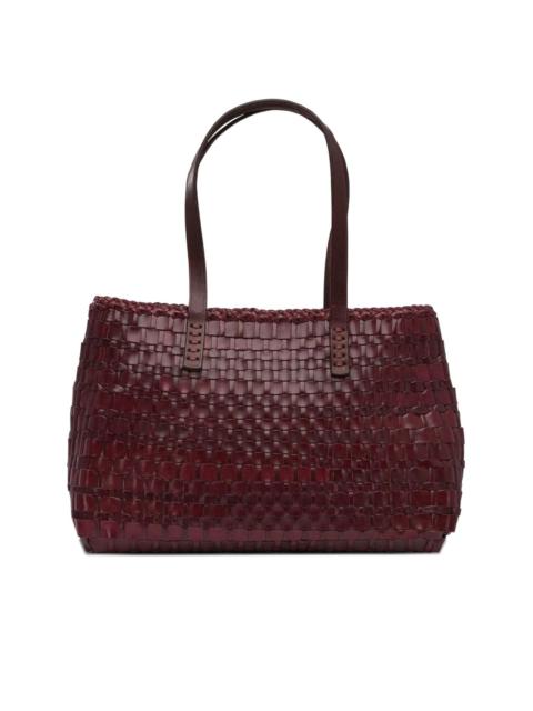 Salvage woven calf leather tote bag