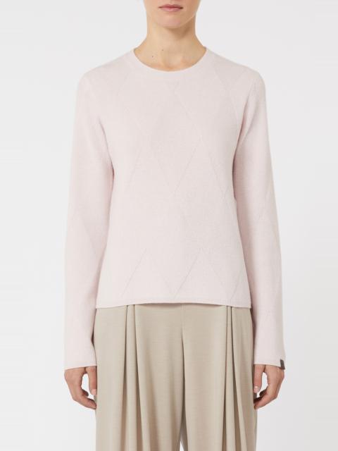 Max Mara Baffo Diamond Stitch Cashmere Crewneck Sweater in Pink at Nordstrom