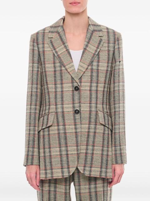 tartan check single-breasted jacket