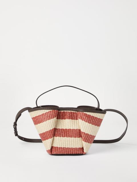 Marina shopper bag in striped techno cotton raffia