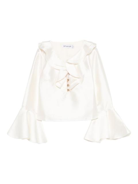 taffeta ruffled blouse