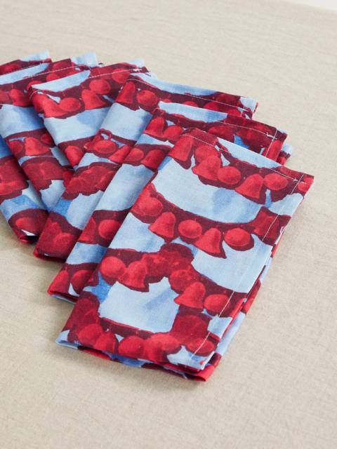 Set Of Six Printed Linen Napkins
