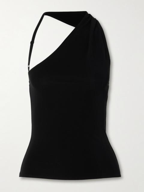 Asymmetric Cutout Stretch-crepe Tank