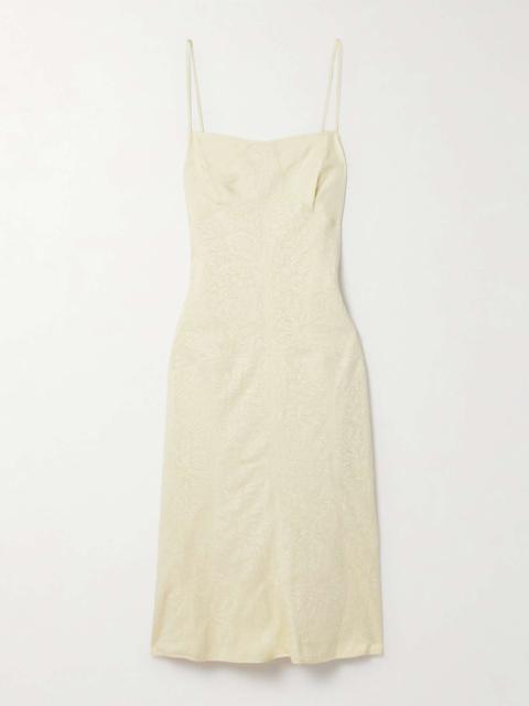 Satin and lace midi dress