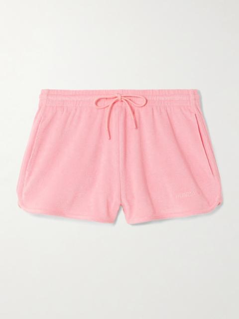 Embroidered Cotton-terry Shorts