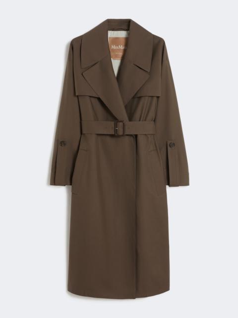 Belted water-repellent twill trench coat - CHOCOLATE