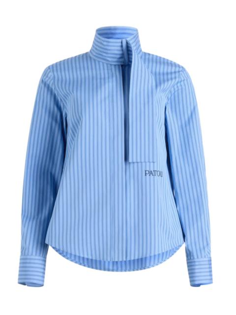 SCARF COLLAR BLOUSE IN PRINTED ORGANIC COTTON POPLIN