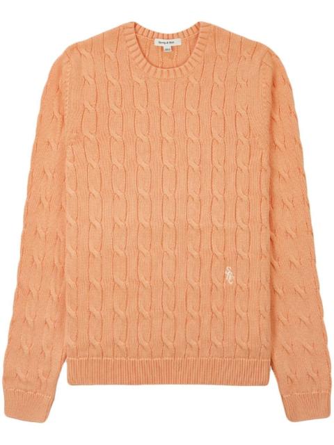 logo-embroidered cable-knit jumper