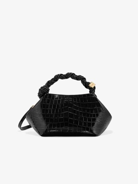 BLACK CROCO PATENT SMALL GANNI BOU BAG