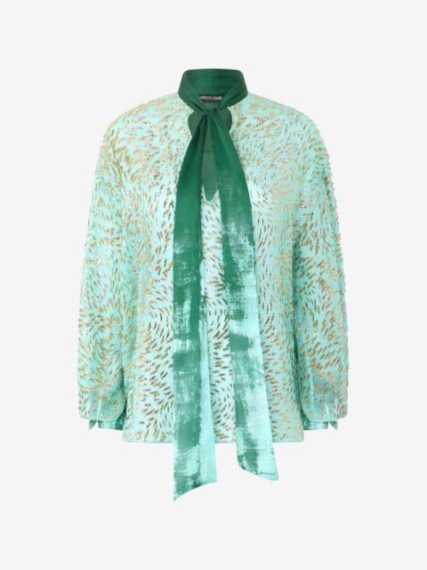 Silk Blend Blouse with Shimmering Pattern