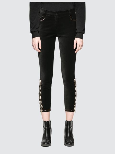 BEADS DETAIL VELVET PANTS