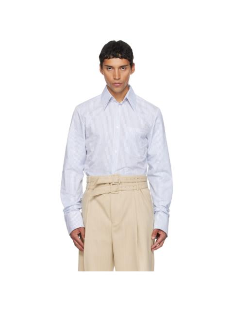 White & Blue Double Sleeves Shirt