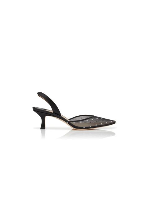 Black Mesh Slingback Pumps