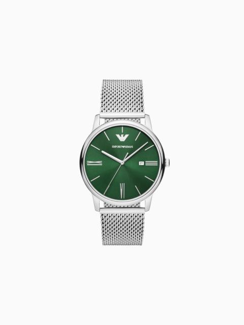 THREE-HAND DATE STAINLESS STEEL MESH WATCH