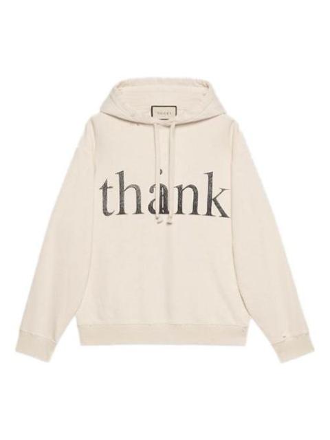 'think/thank' print hooded sweatshirt