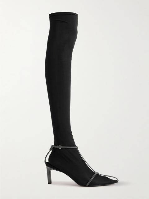 Stretch-mesh And Leather Knee Boots