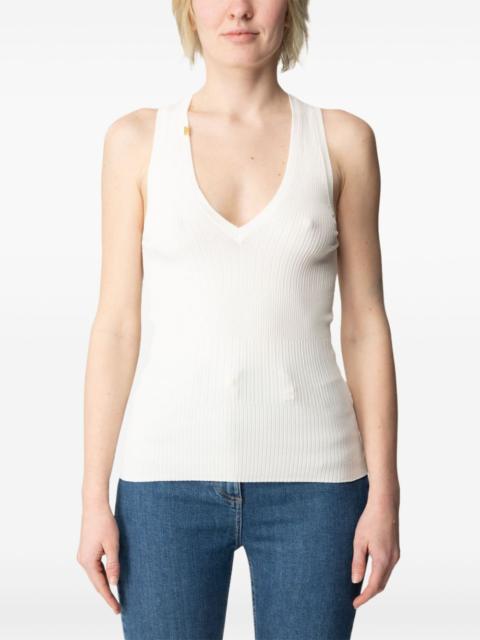 ribbed V-neck top