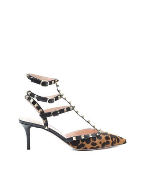 Rockstud animal-print heeled sandals